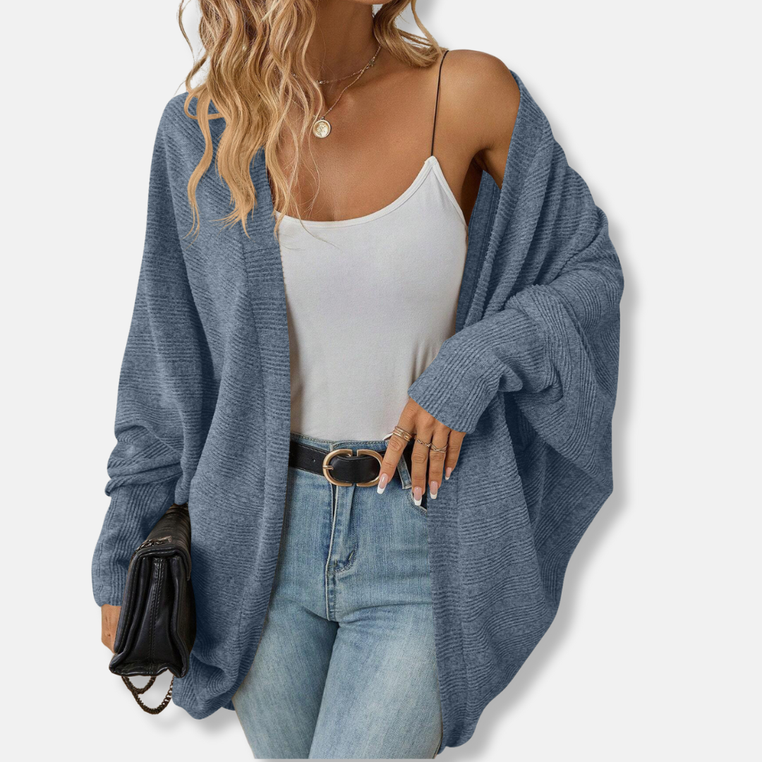 Ladies' Cardigan – Oversized Fit – Open Front – Batwing Sleeves – Soft Knit