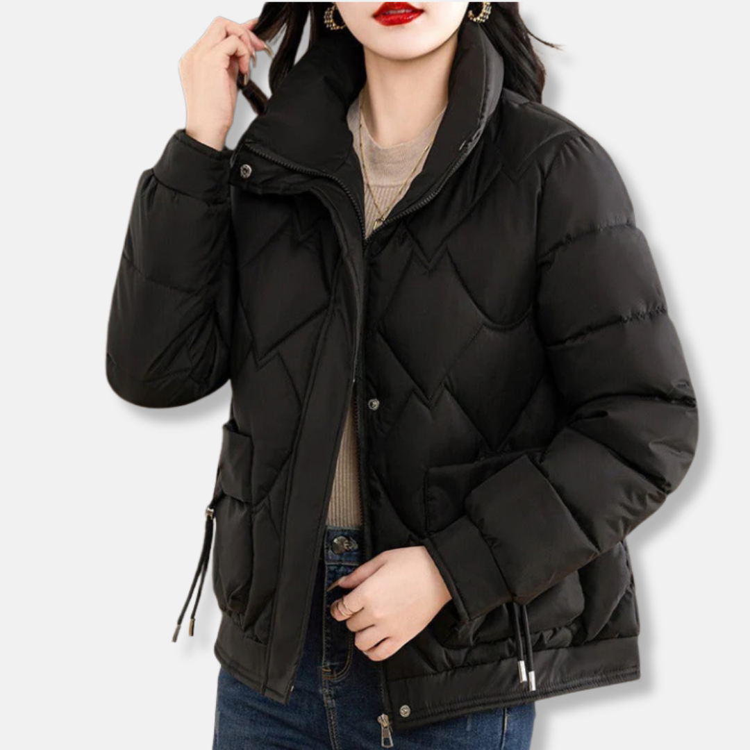 Women's Padded Jacket – Relaxed Fit – Diamond-Stitched Lining – High Collar