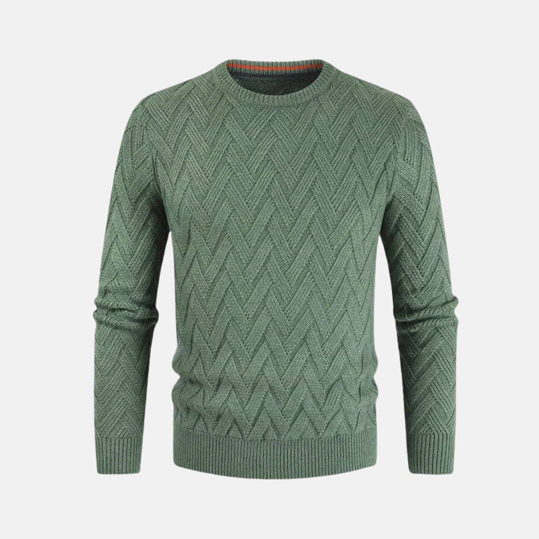 Men's sweatshirt – Wool mix – Chevron pattern – Regular fit – Round neck – Ribbed trims