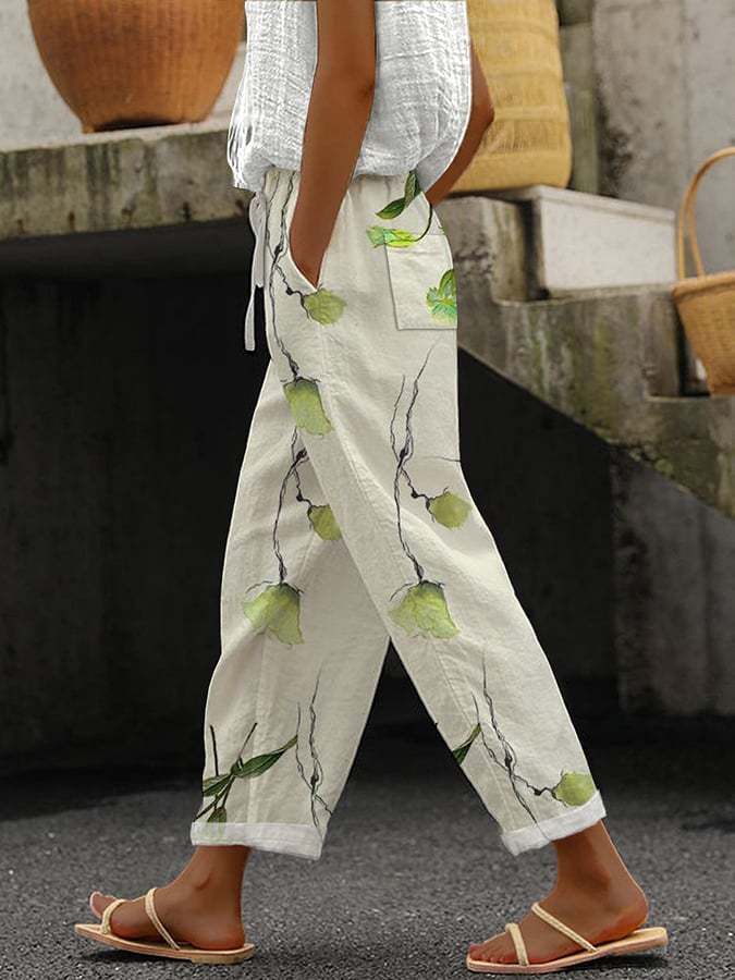 Afslappende Boho Broek met Bloemenprint voor Dames