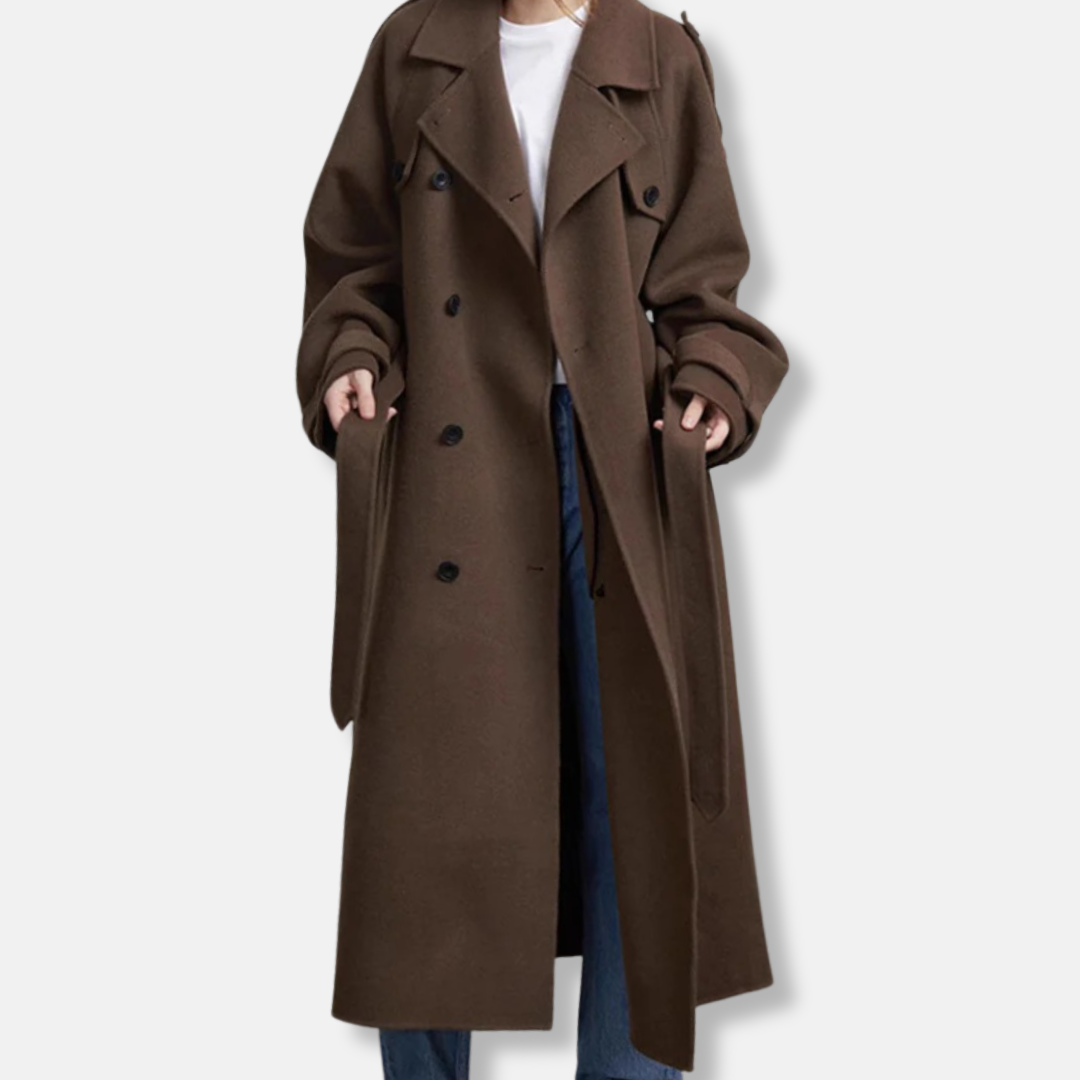 Women's trenchcoat – Woolmix – Oversized fit – Double-breasted – With Belt