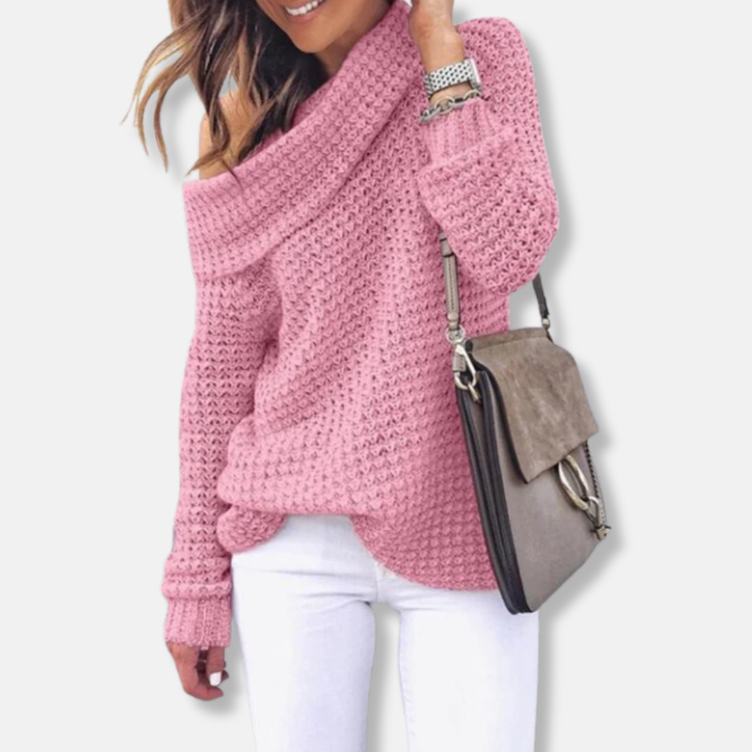 Women's sweatshirt – Oversized fit – Chunky knit – Off-shoulder neckline