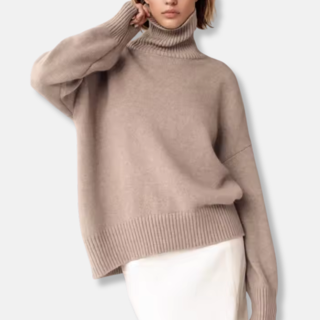 Women's Sweater – Oversized Fit – Wool Mix – Ribbed Collar – Long Sleeves