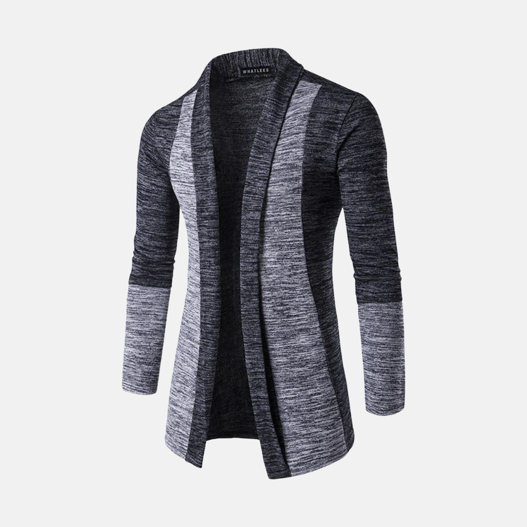 Men's Cardigan – Slim Fit – Lightweight Knit – Open Front – Mid Length