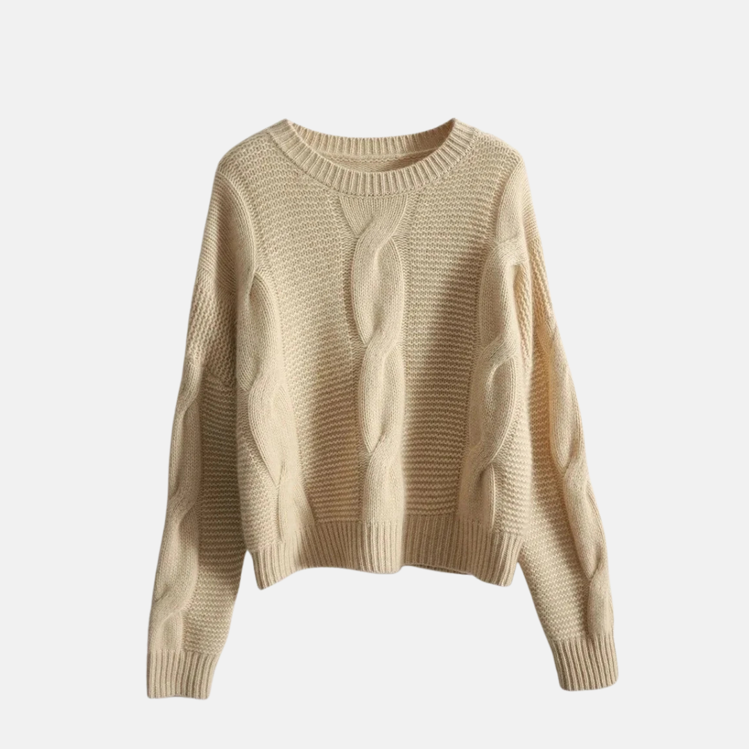Women's sweatshirt – Relaxed fit – Cable knit pattern – Ribbed trims