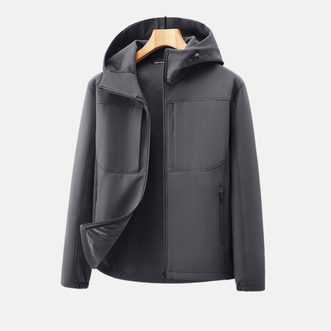 Men's softshell jacket – regular fit – fleece lined – adjustable hood – pockets