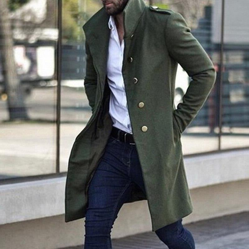 Heren trenchcoat – Getailleerde pasvorm – Wolblend – Dubbelrijig – Knie-lang