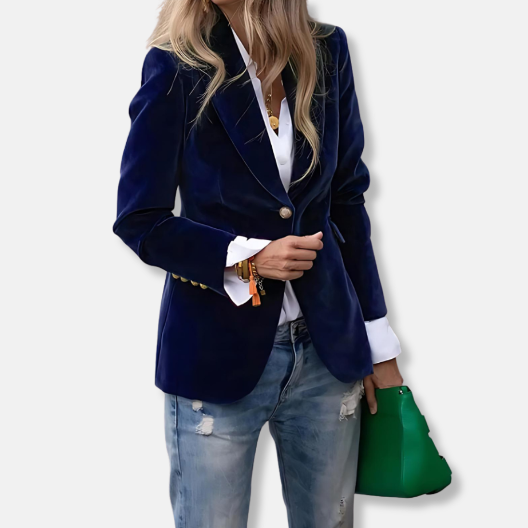 Ladies Blazer - Velvet - Slim Fit - With Notch Lapel