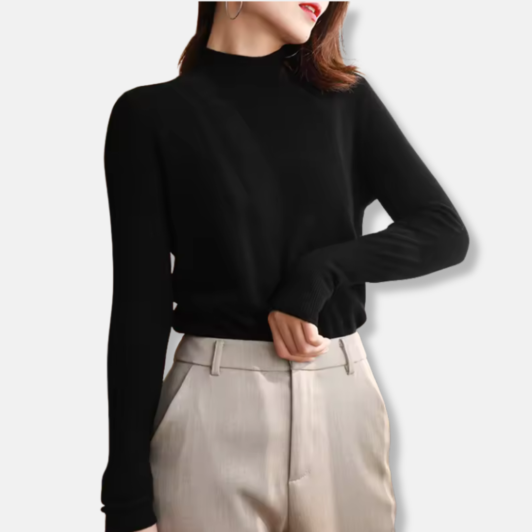 Women's Sweater – Slim Fit – Lightweight Knit – Turtleneck – Ribbed Edges