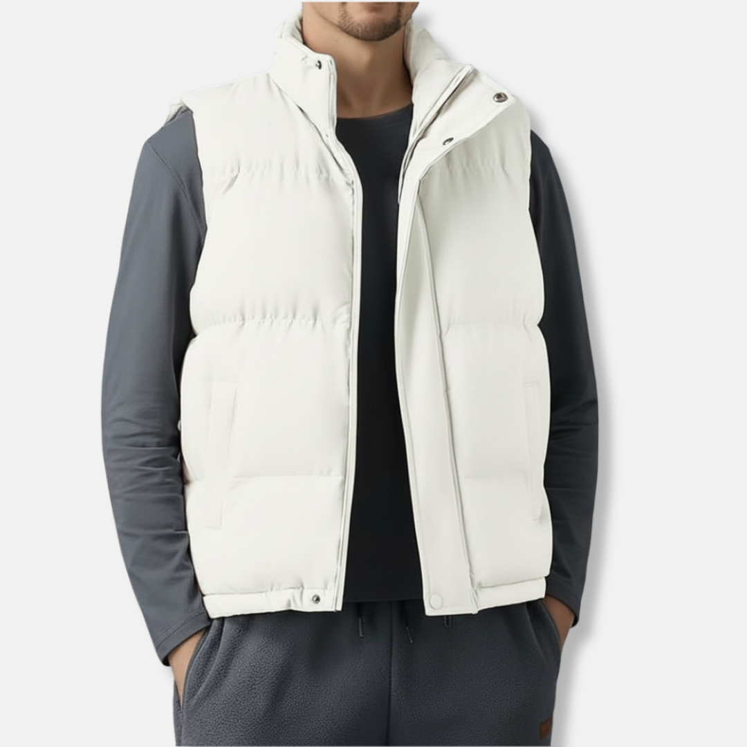 Men's Quilted Bodywarmer – Lightweight Insulation – High Collar – Adjustable Hem