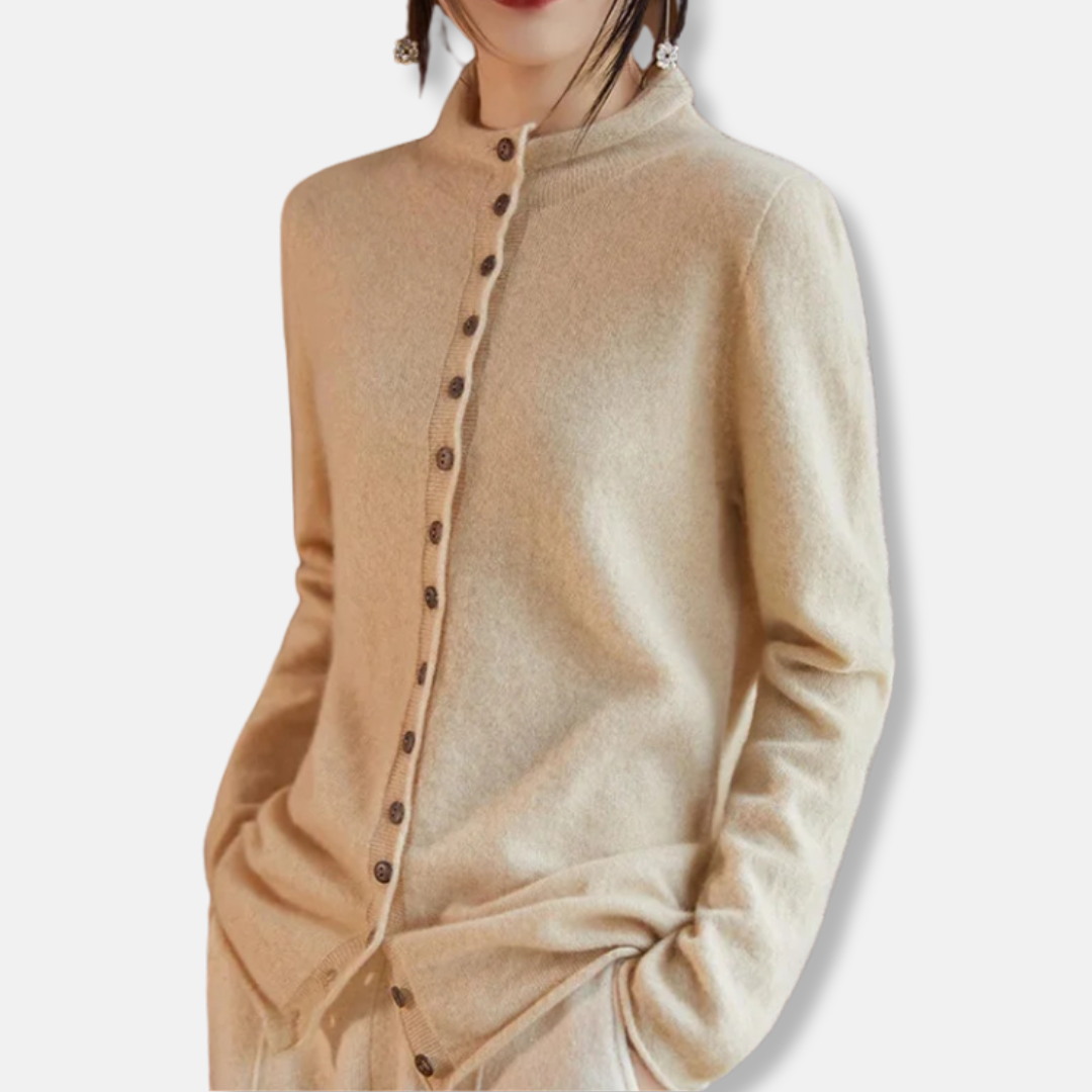Women's Cardigan– Relaxed tailored fit – Wool – Button closure – Spread collar