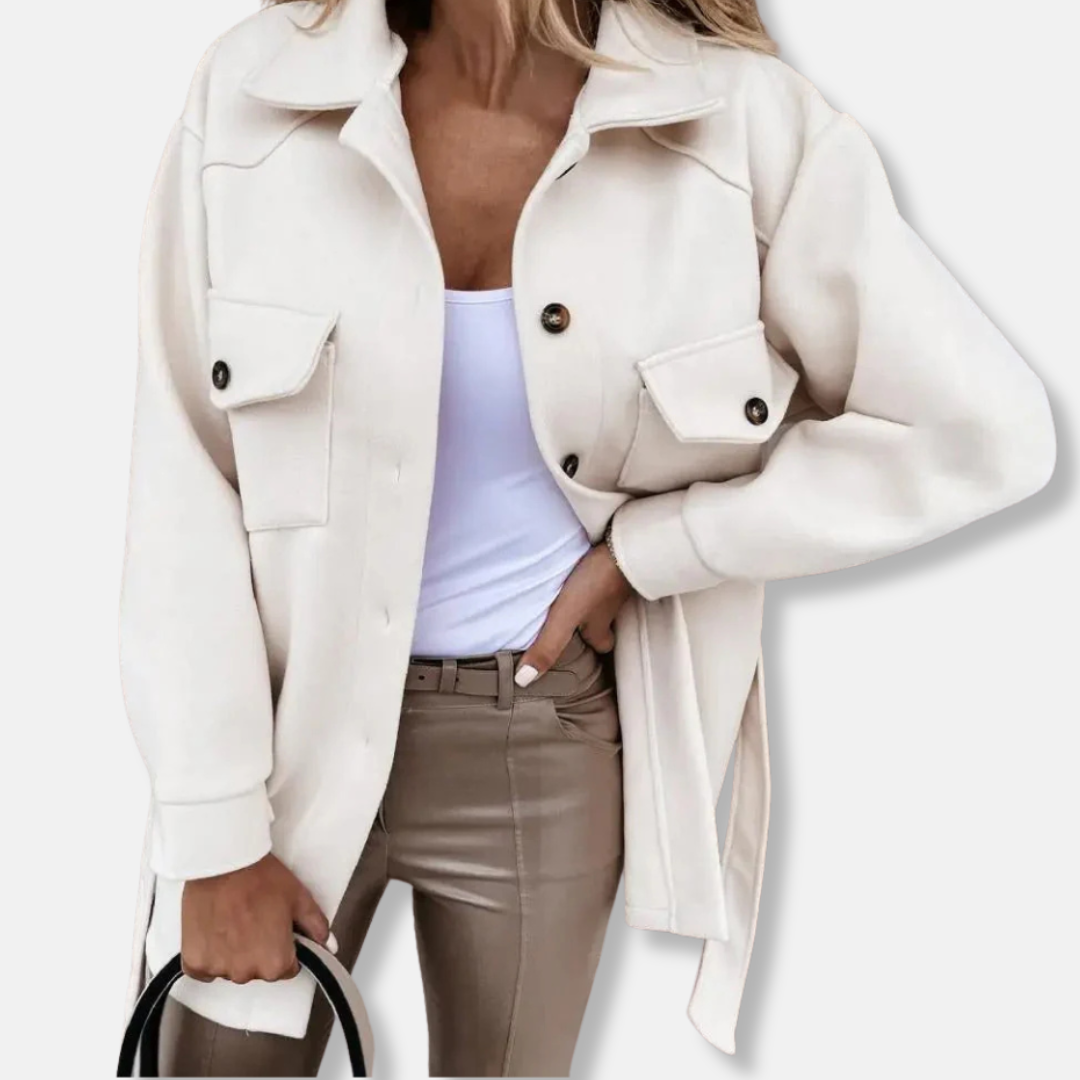 Women's Shacket – Oversized Relaxed Fit– Long Model – Button Closure – Patch Pockets