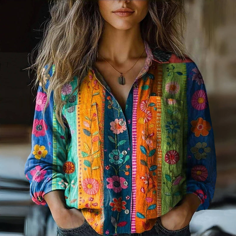 Vintage Blouse met Bloemenprint voor Dames