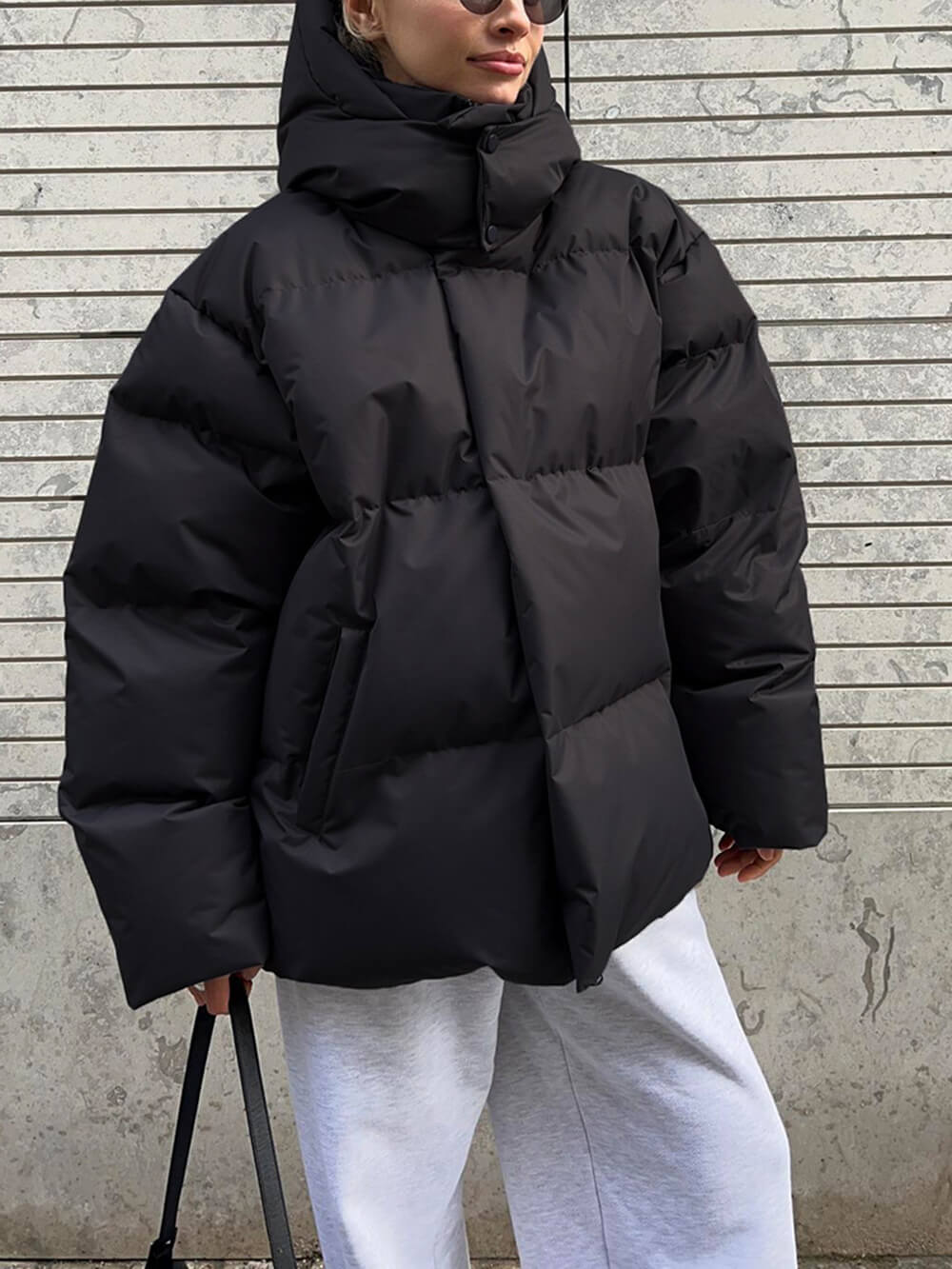 Saar Oversized Puffer Jacket | Hooded Hip-Length Jacket