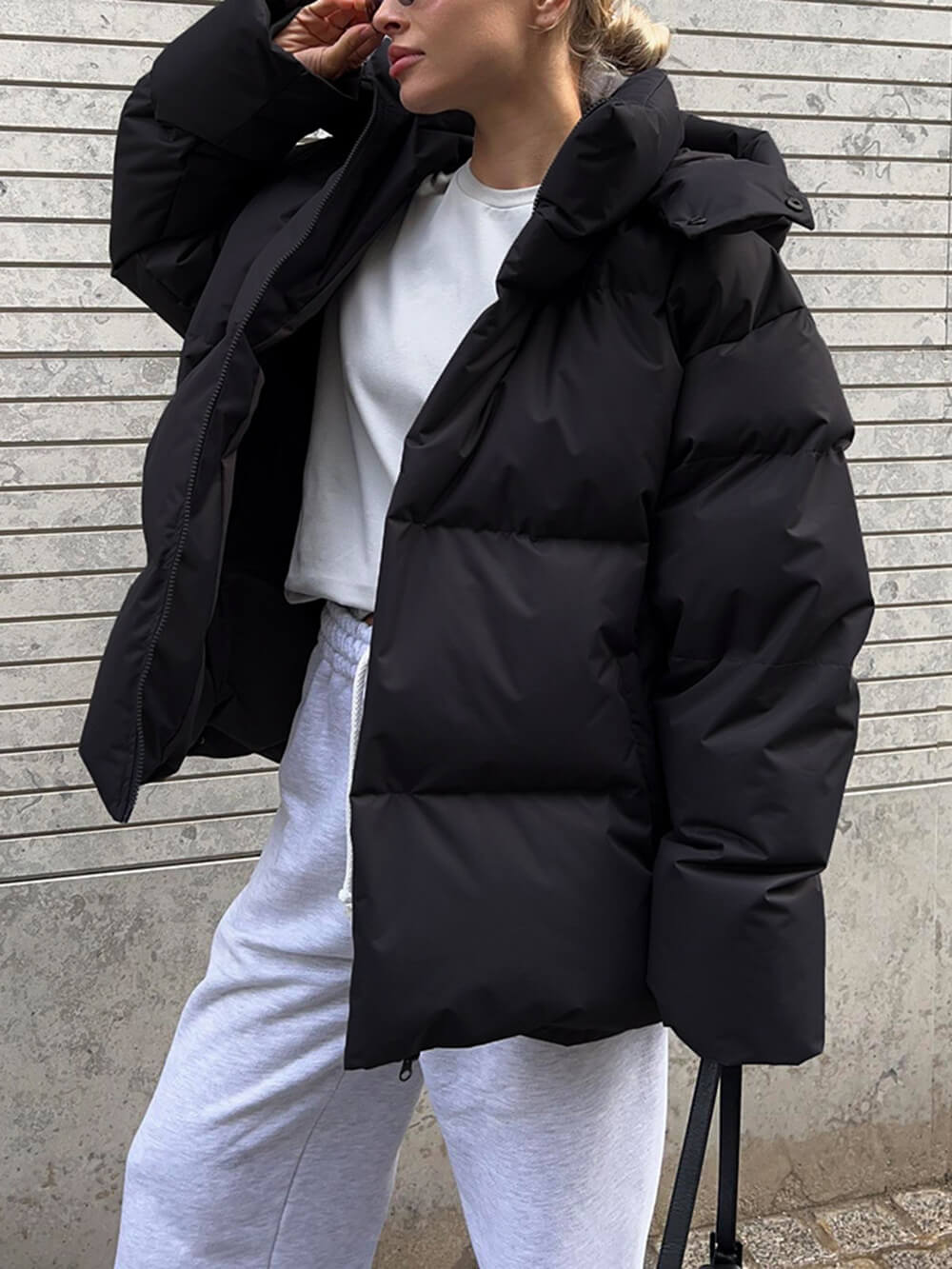 Saar Oversized Puffer Jacket | Hooded Hip-Length Jacket