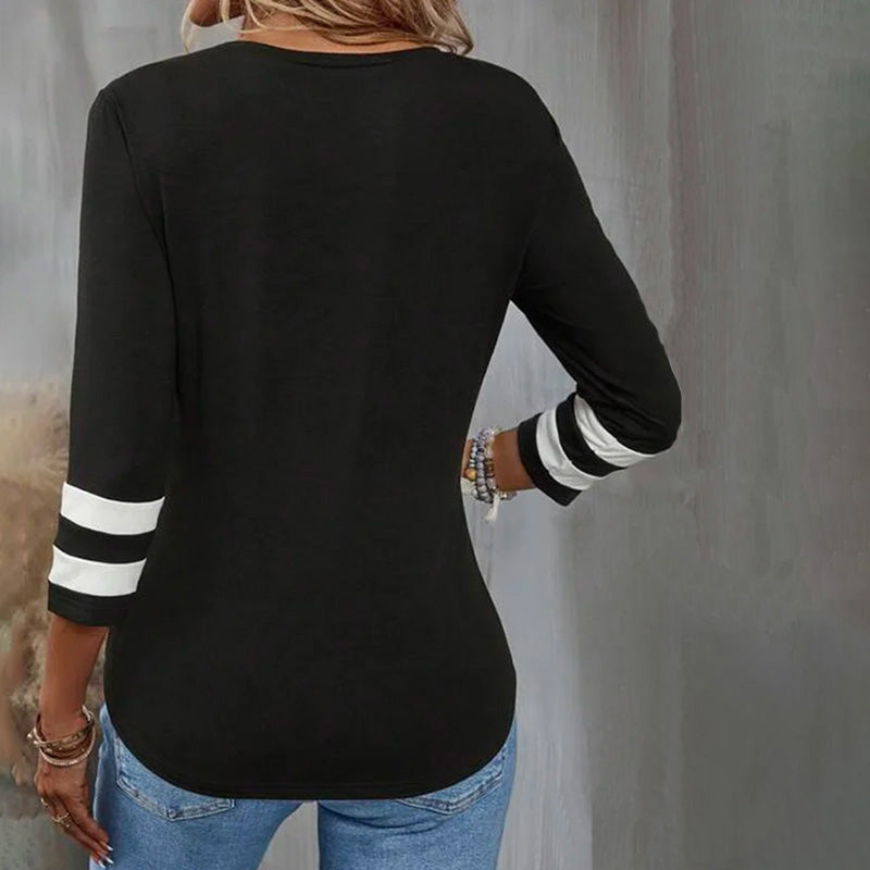 Dames T-Shirt met Kleurenblokdesign en Katoen voor Lente en Zomer voor dames