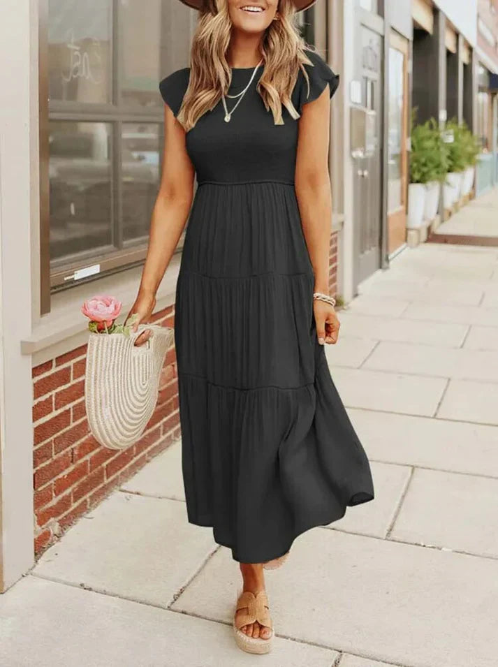 Dames Midi-jurken – Casual Stijl met Korte Mouwen