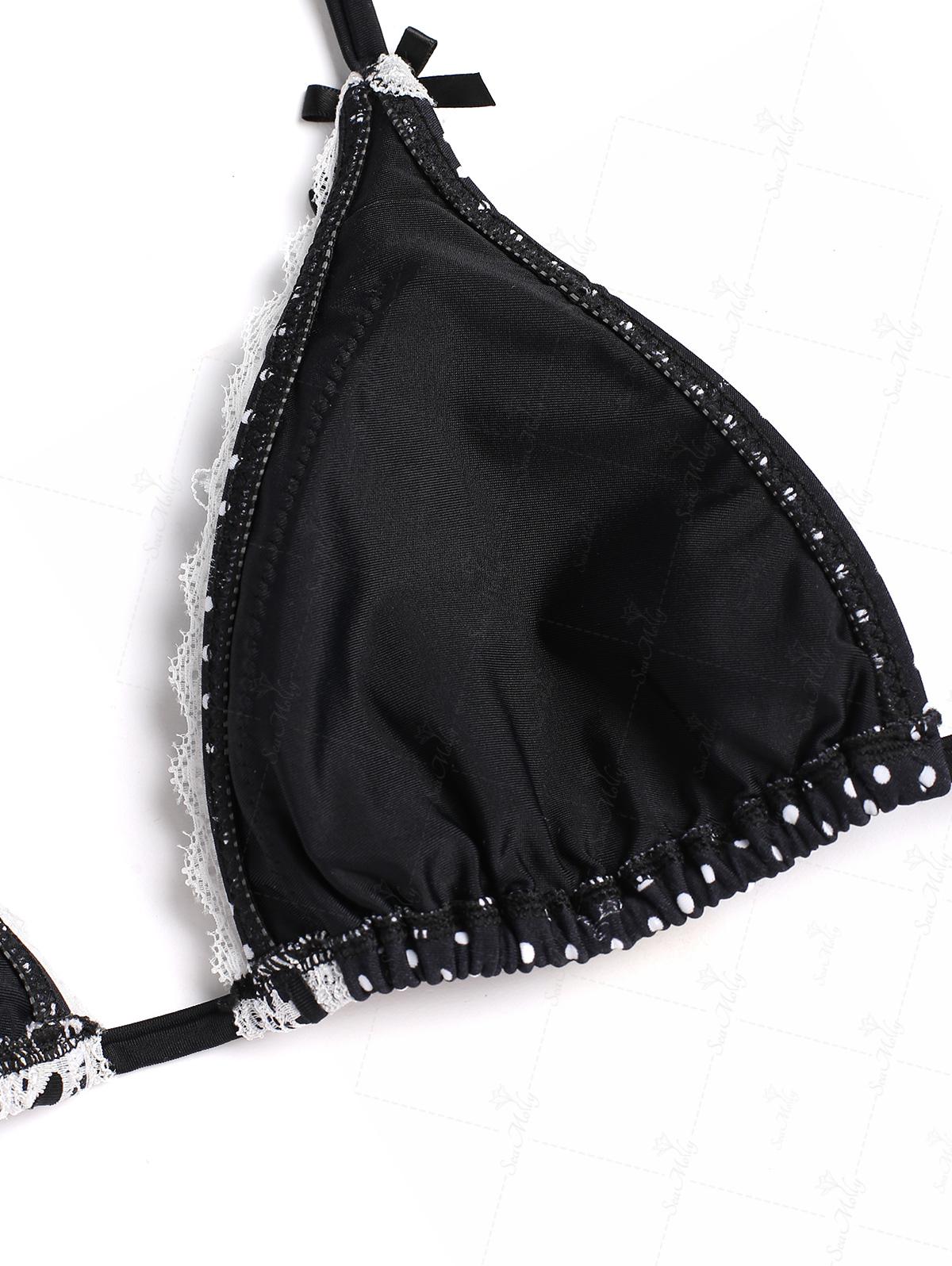 Polka Dot Triangle Bikini met strik en kanten rand voor dames