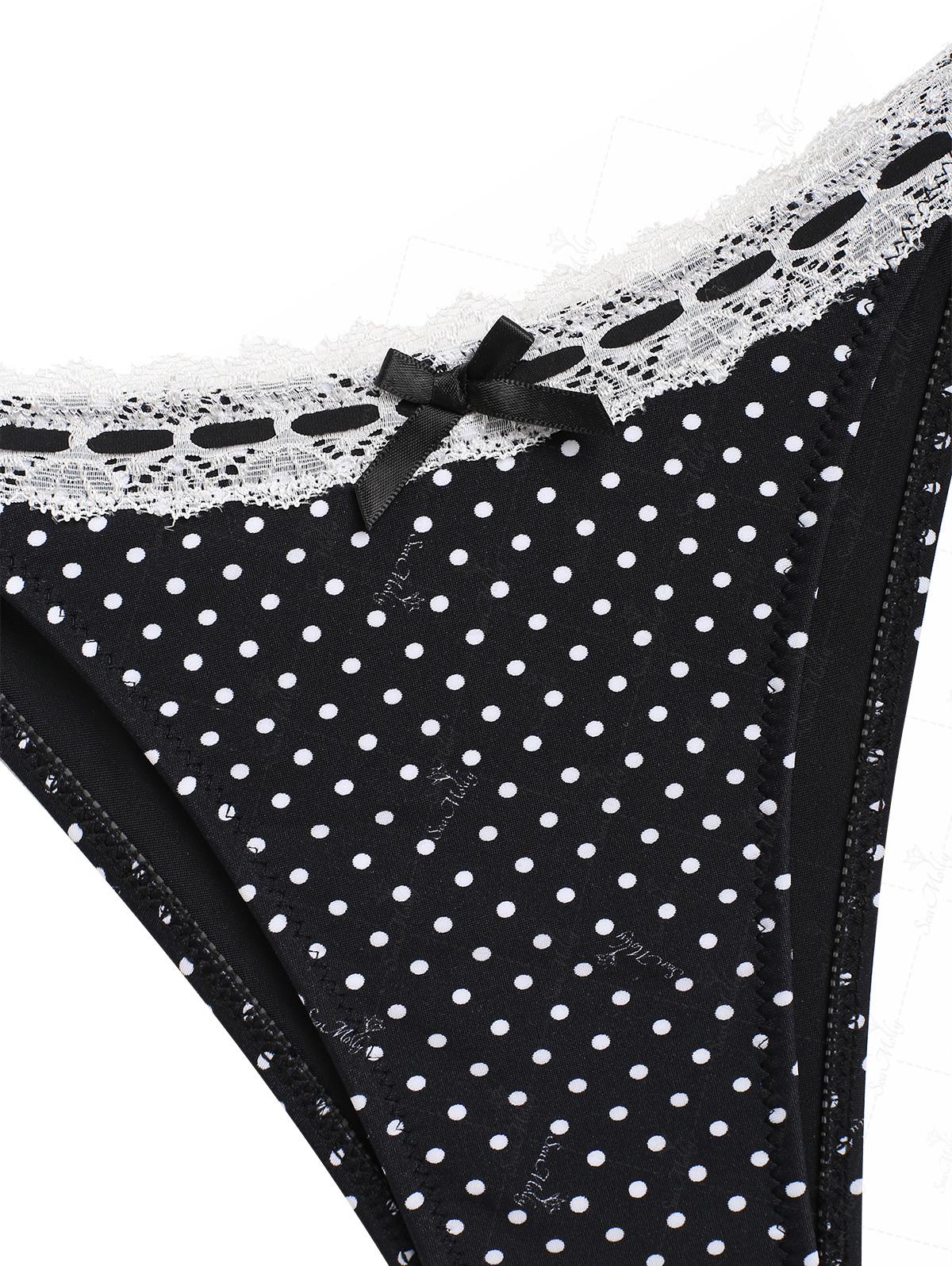 Polka Dot Triangle Bikini met strik en kanten rand voor dames