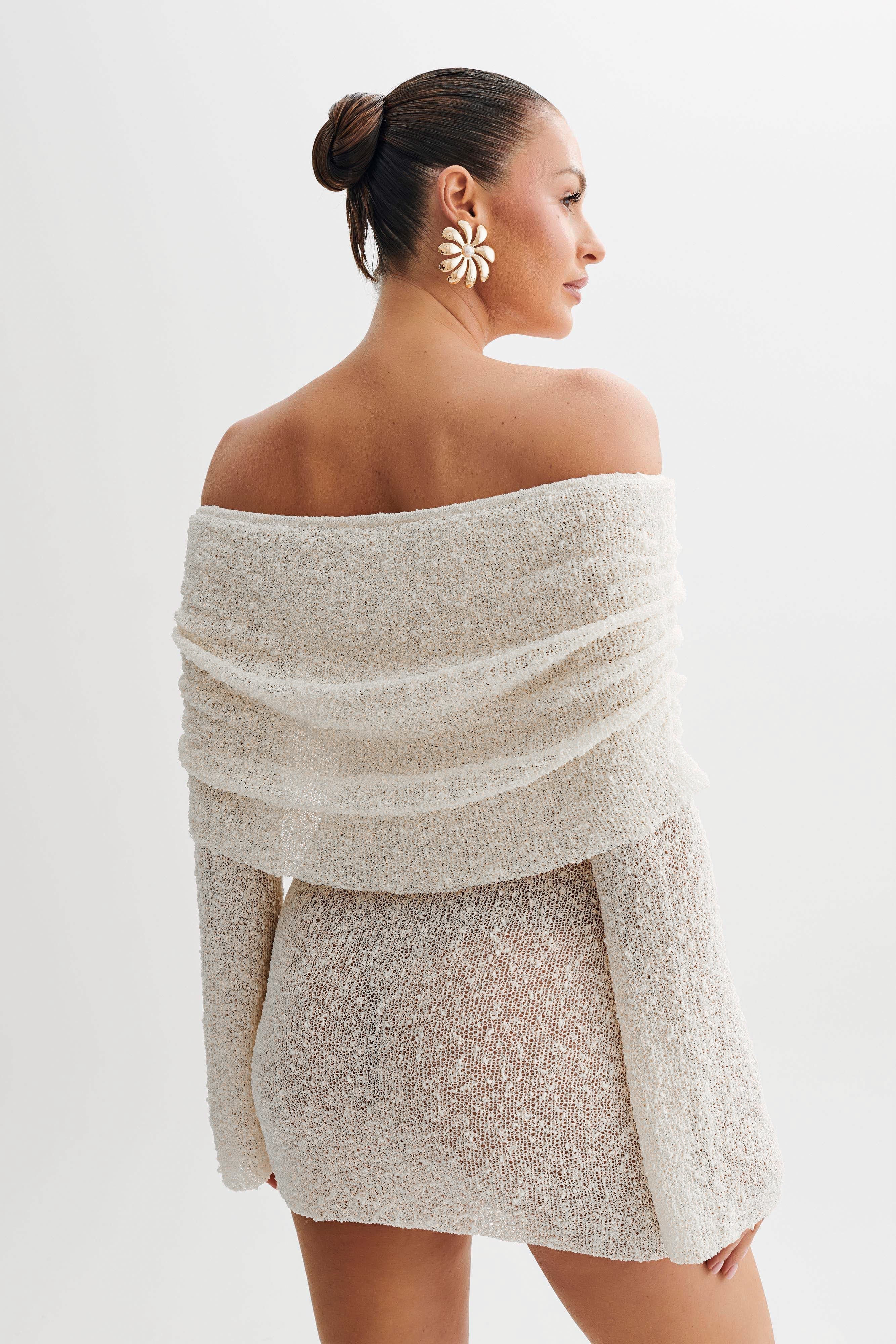 Elegante Off-Shoulder Gebreide Jurk voor Dames