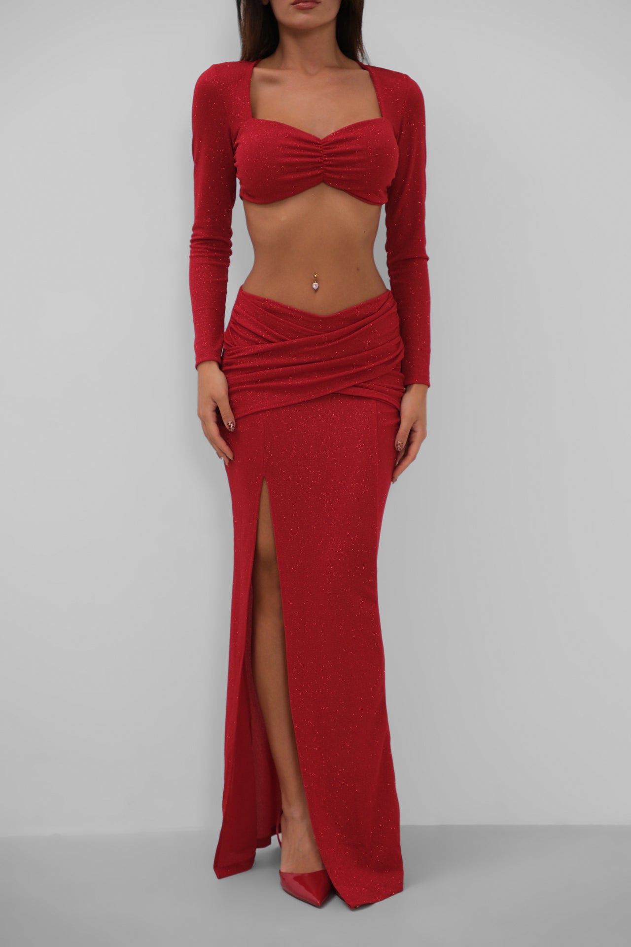 Set van Rok met Split en Crop Top