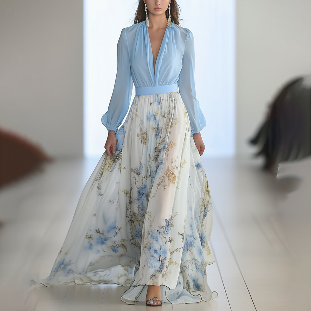 Elegante Bloemen Maxi Jurk in A-Lijn voor Dames
