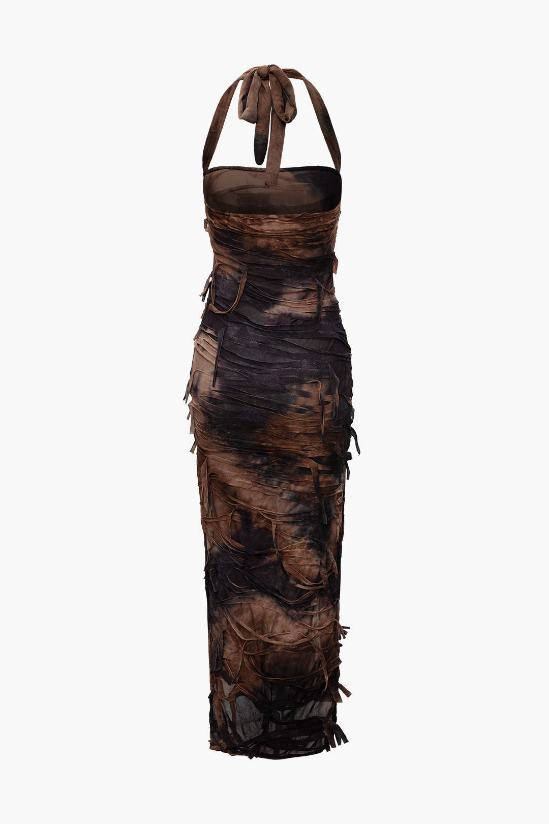 Tie-dye Halterjurk met Mesh en Split