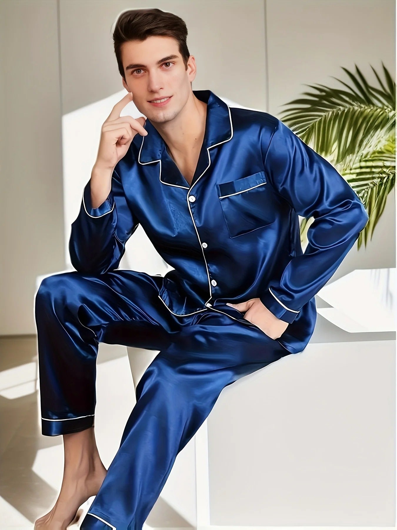 Luxe Satijnen Pyjamaset voor Heren