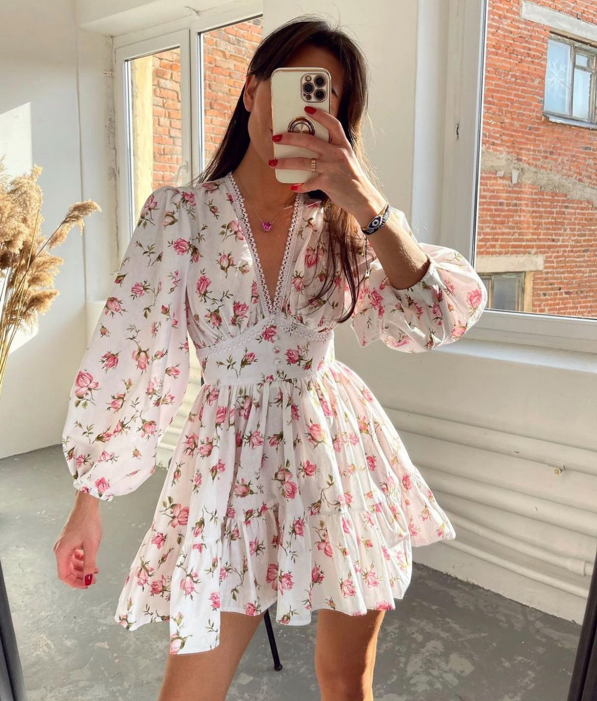 Stijlvolle Bloemen Mini Jurk voor Dames
