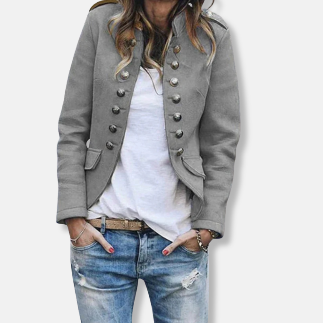 Ladies Blazer – Tailored Fit – Wool Mix – Double Row Buttons – Epaulettes