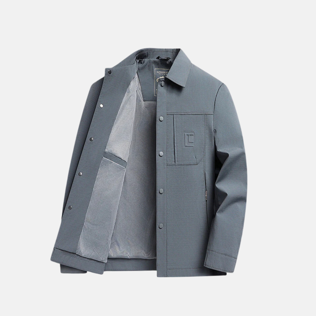 Men's Jacket – Regular Fit – Waffle Texture – Point Collar – Button Closure – Chest Pockets