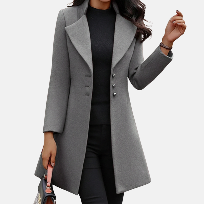 Women's Coat – Slim Fit – Wool Mix – Notch Lapel – Mid-Length Elegant Model