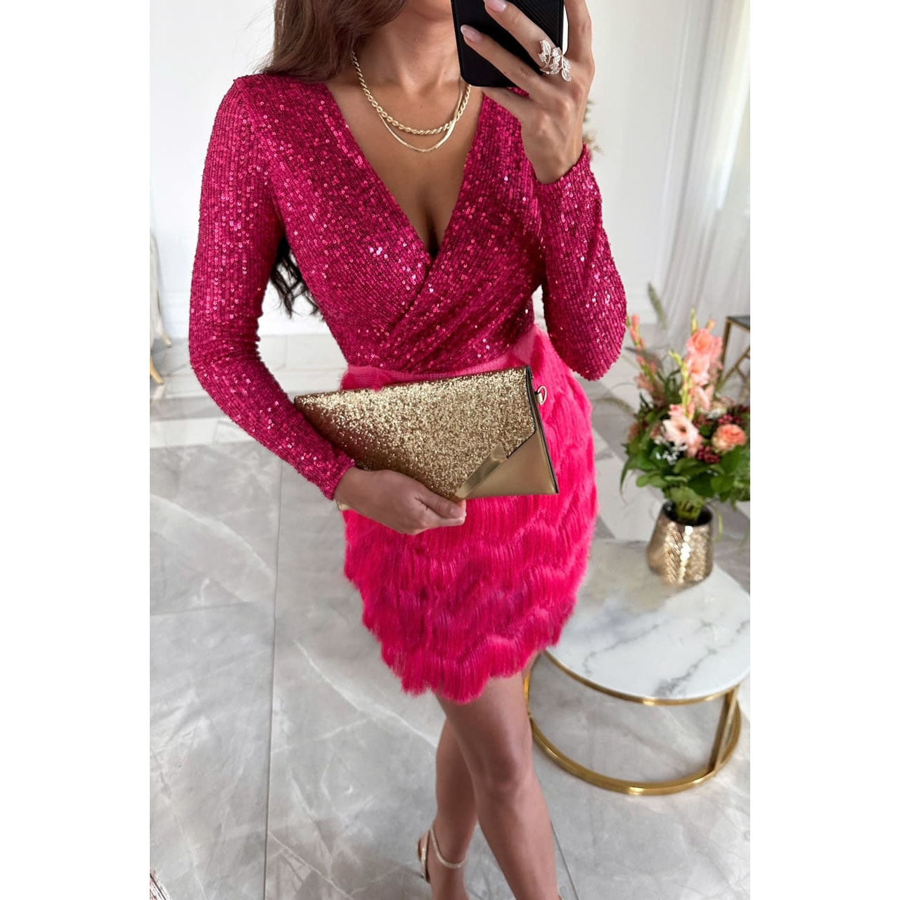 Stijlvolle Glitter Jurk – Perfect voor Feesten