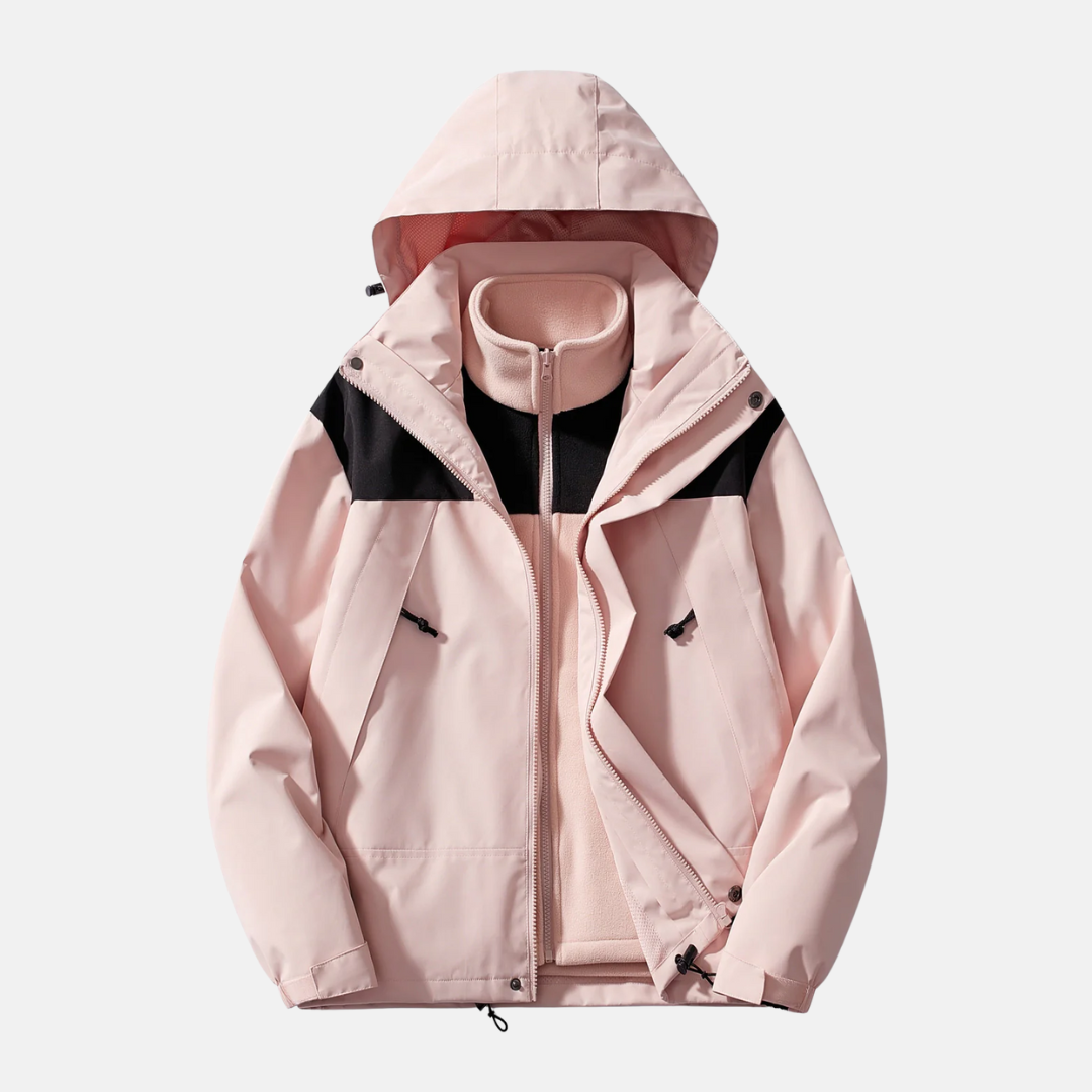 Men's Outdoor Jacket – Water-Repellent – Removable Fleece – Adjustable Hood