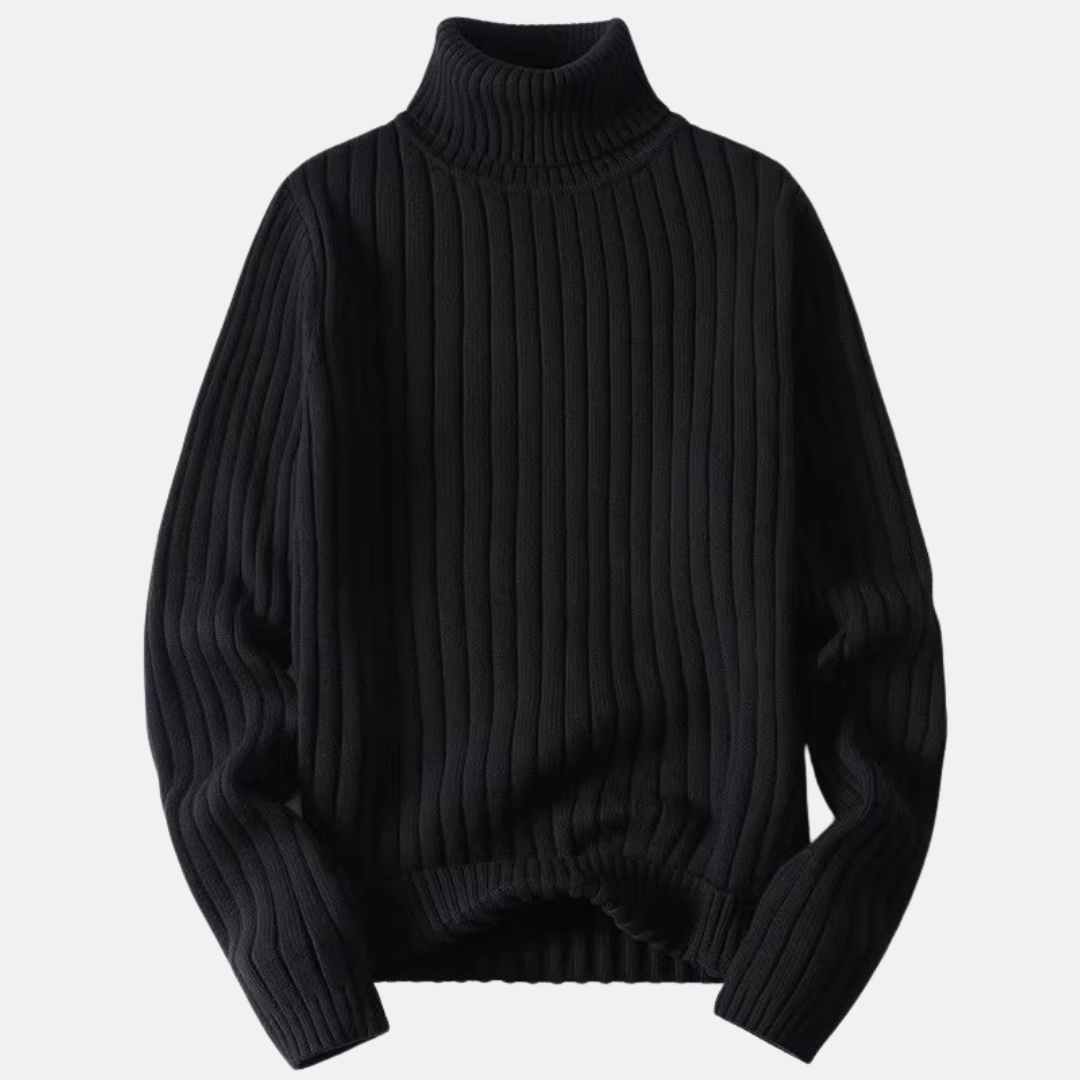 Men's Sweater - Knitted Fabric - Turtleneck - Regular Fit - Long Sleeves