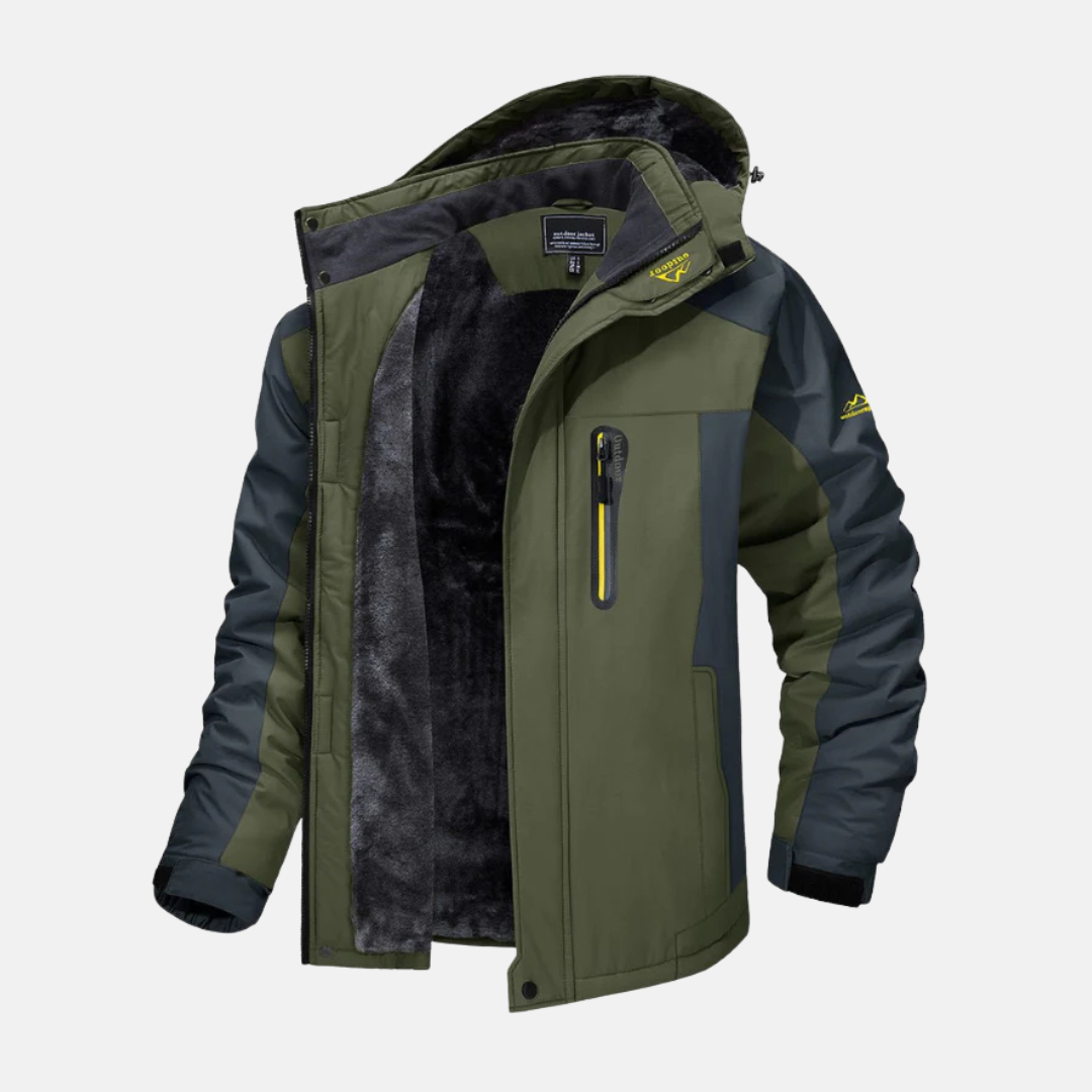 Men's Outdoor Jacket – Water-repellent – Fleece Lined – Adjustable Hood