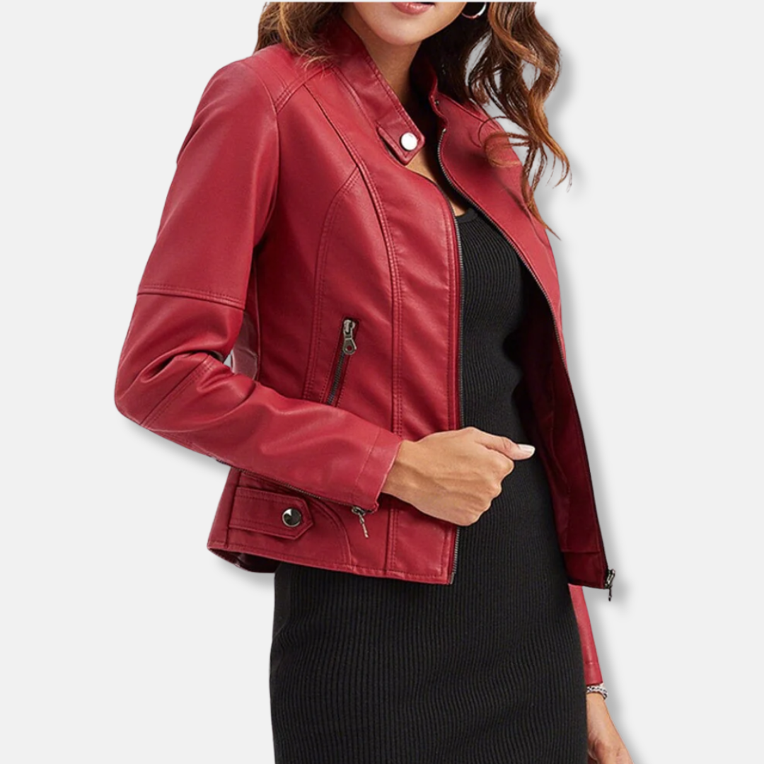 Women's biker jacket – Tailored Fit – Stand-up collar – Zip pockets