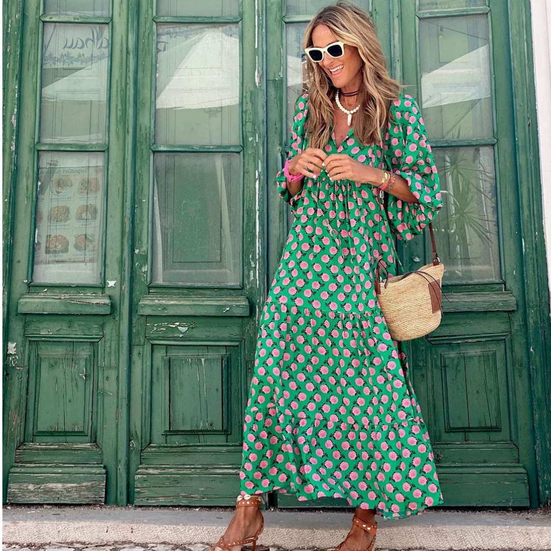 Geometrische Print Maxi-jurk met Hoge-Lage Zoom voor Dames