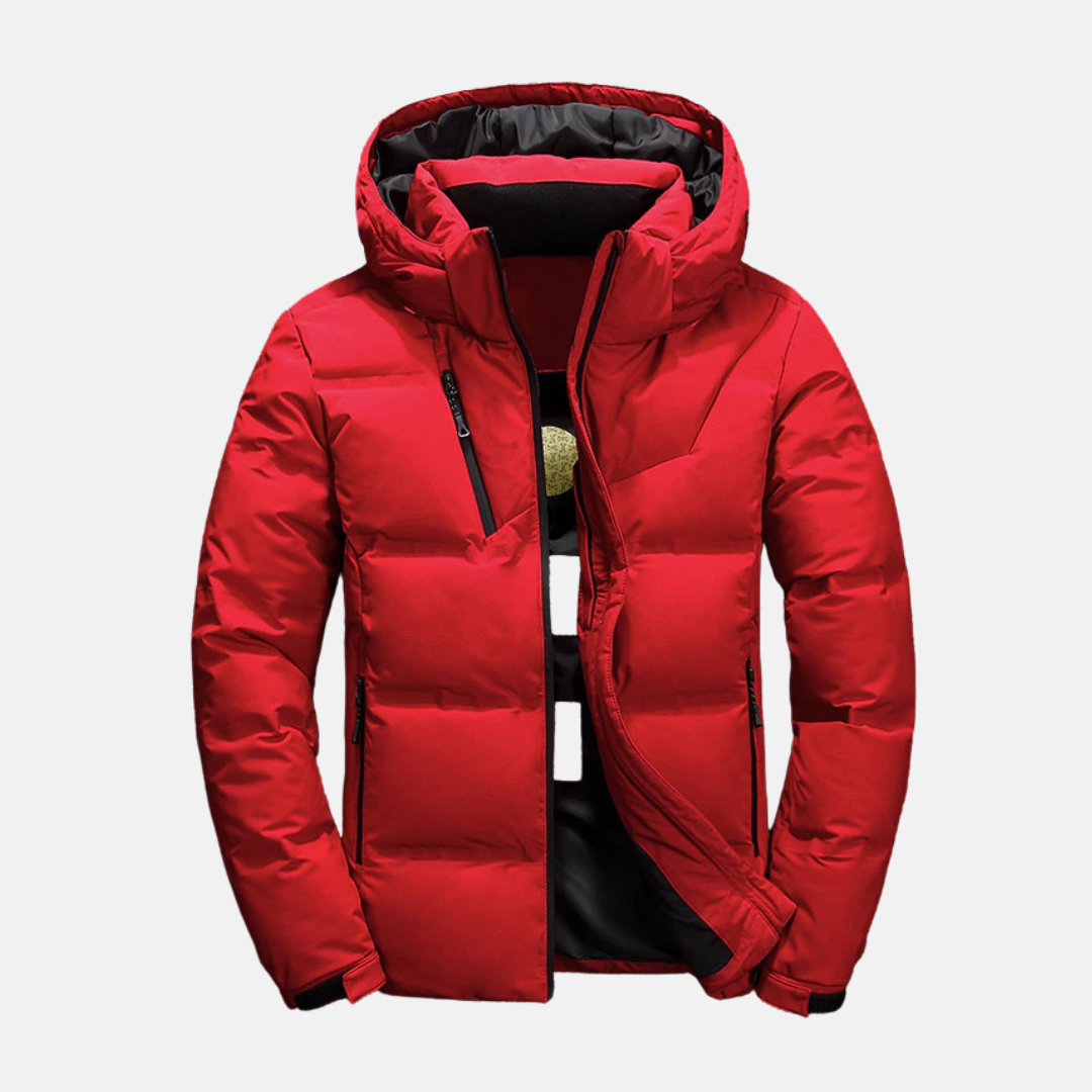 Men's Puffer Jacket – Lined Fit – Hood – Adjustable Cuffs – Zippered Pockets