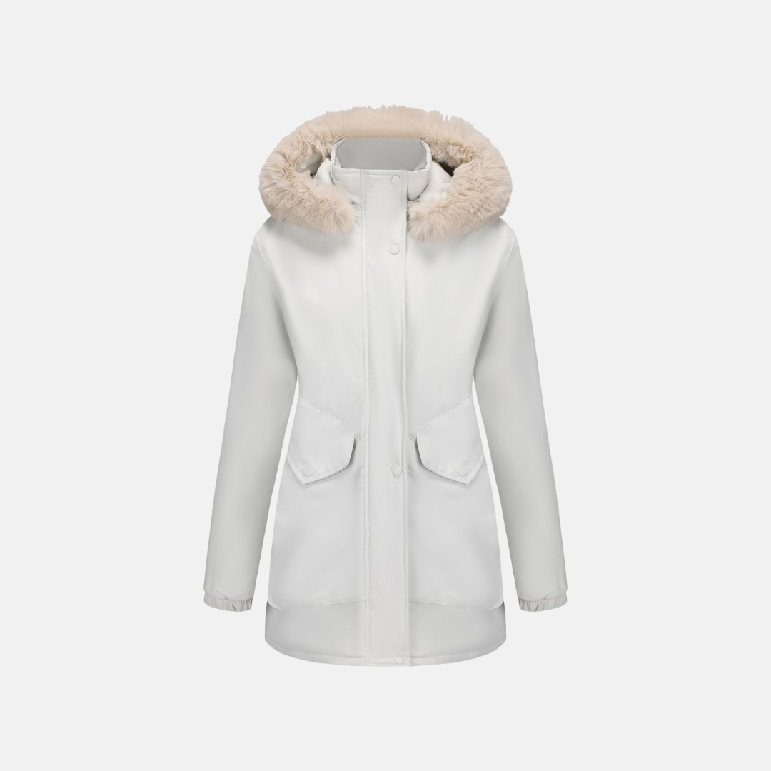 Women's parka coat – Relaxed fit – Water-repellent – Faux-fur hood – Waist drawcord