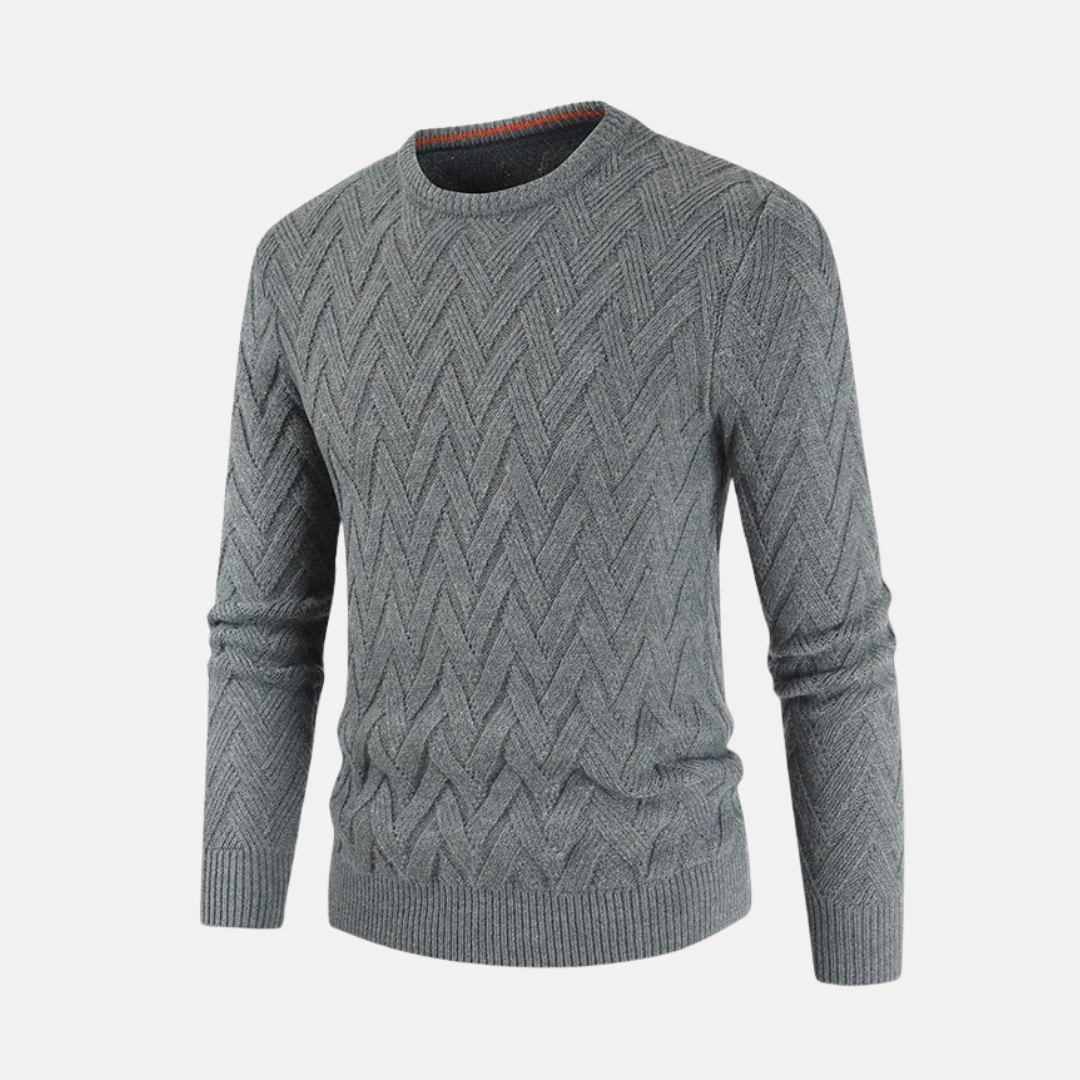 Men's sweatshirt – Wool mix – Chevron pattern – Regular fit – Round neck – Ribbed trims