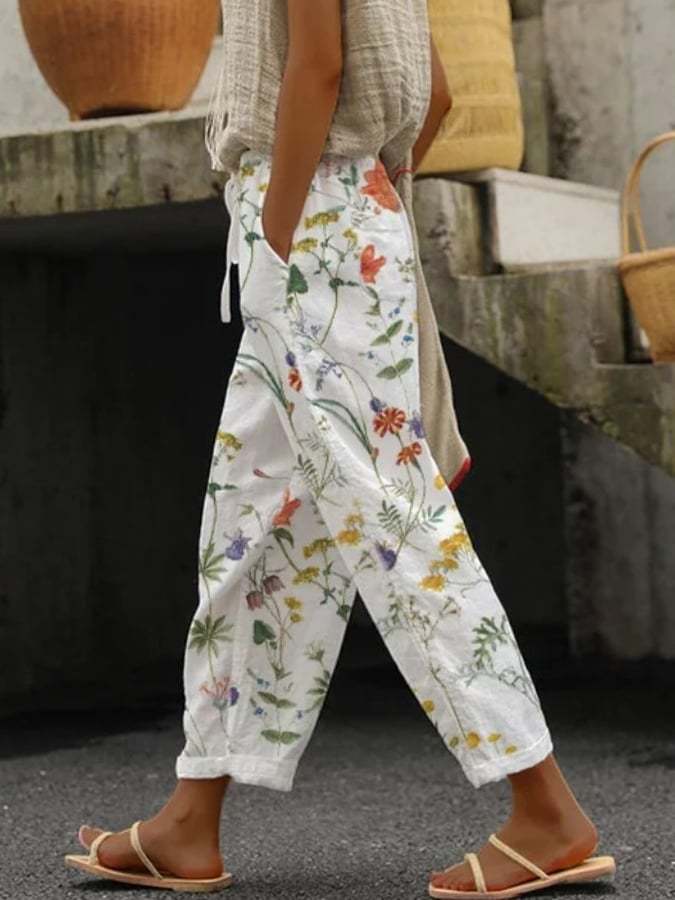 Afslappende Boho Broek met Bloemenprint voor Dames
