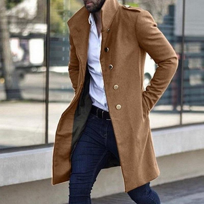 Heren trenchcoat – Getailleerde pasvorm – Wolblend – Dubbelrijig – Knie-lang