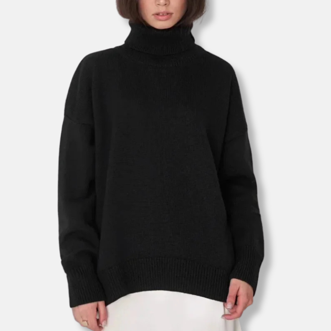 Women's sweater with turtleneck – Loose-fitting model – Knitted – Long sleeves – Ribbed trims