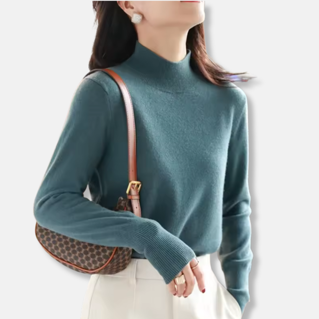 Women's Sweater – Slim Fit – Lightweight Knit – Turtleneck – Ribbed Edges