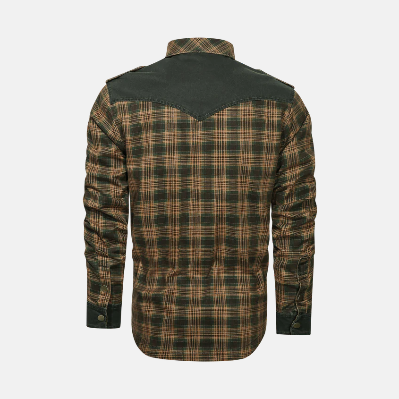 Men's Overshirt – Cotton Mix – Check Pattern – Epaulettes – Snap-Button Closure