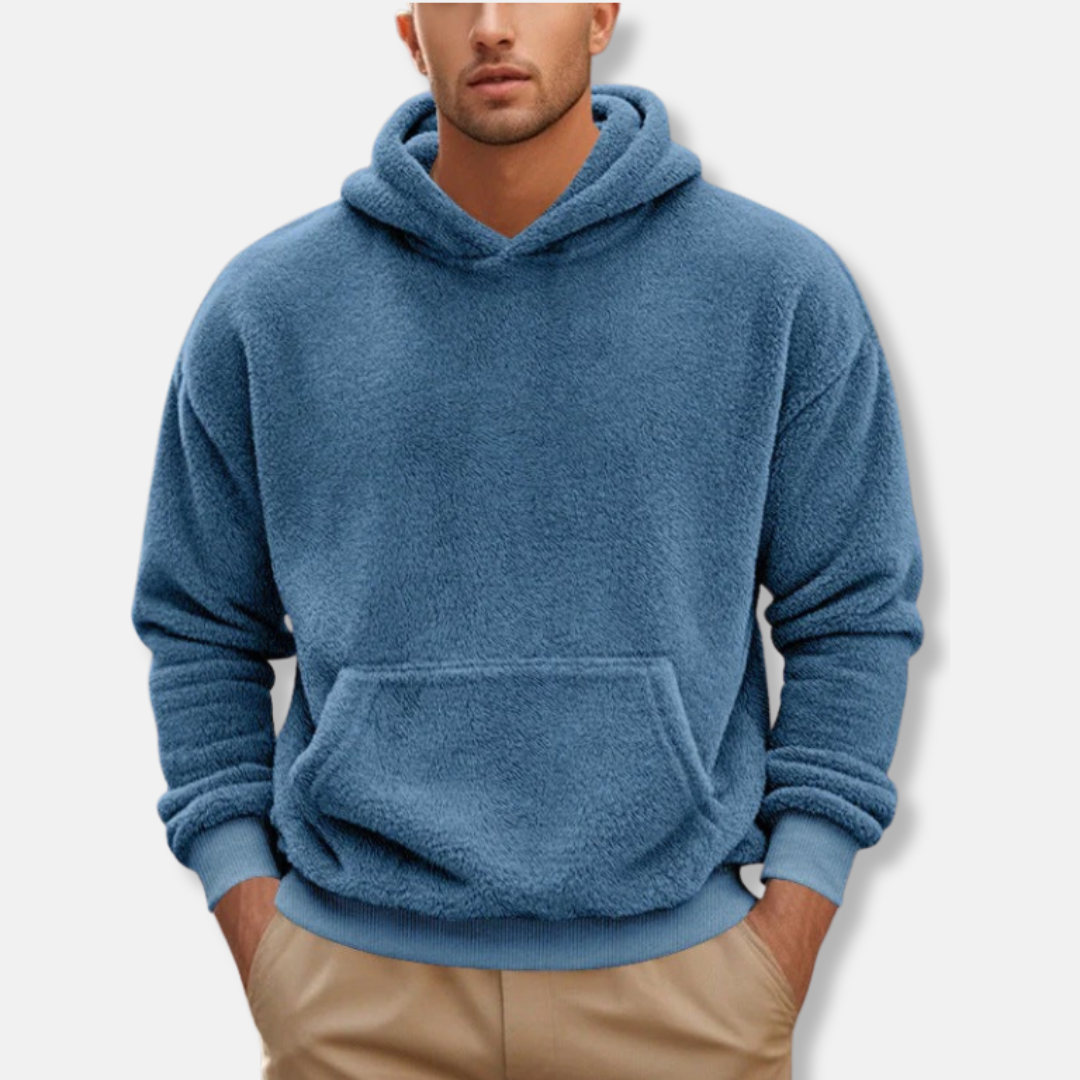 Men's Hoodie – Loose Fit – Fleece – Kangaroo Pocket – Ribbed Cuffs