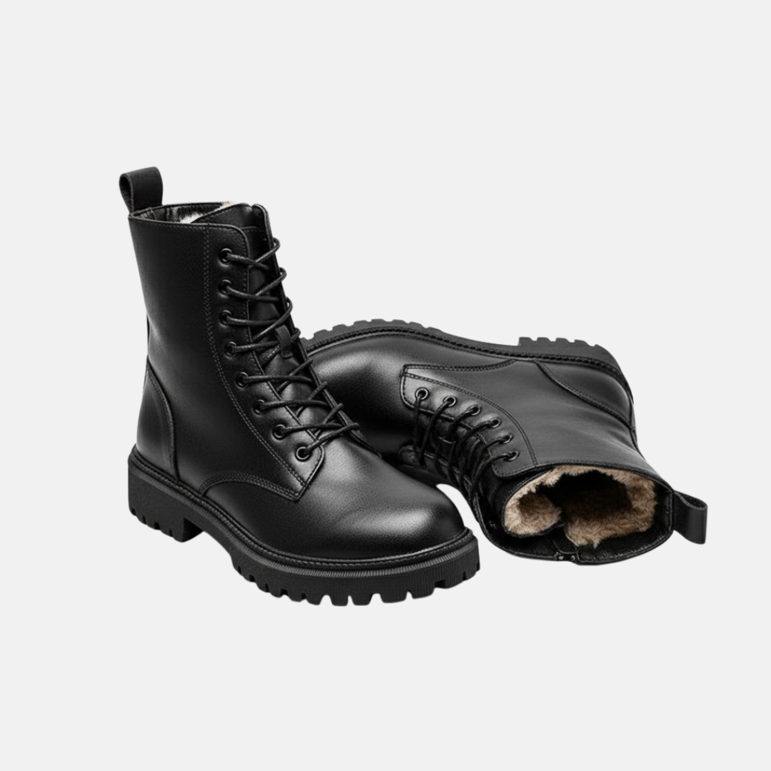 Ladies Ankle Boots – Faux Leather – Lace-up Closure – Zipper – Warm Lining – Profiled Sole