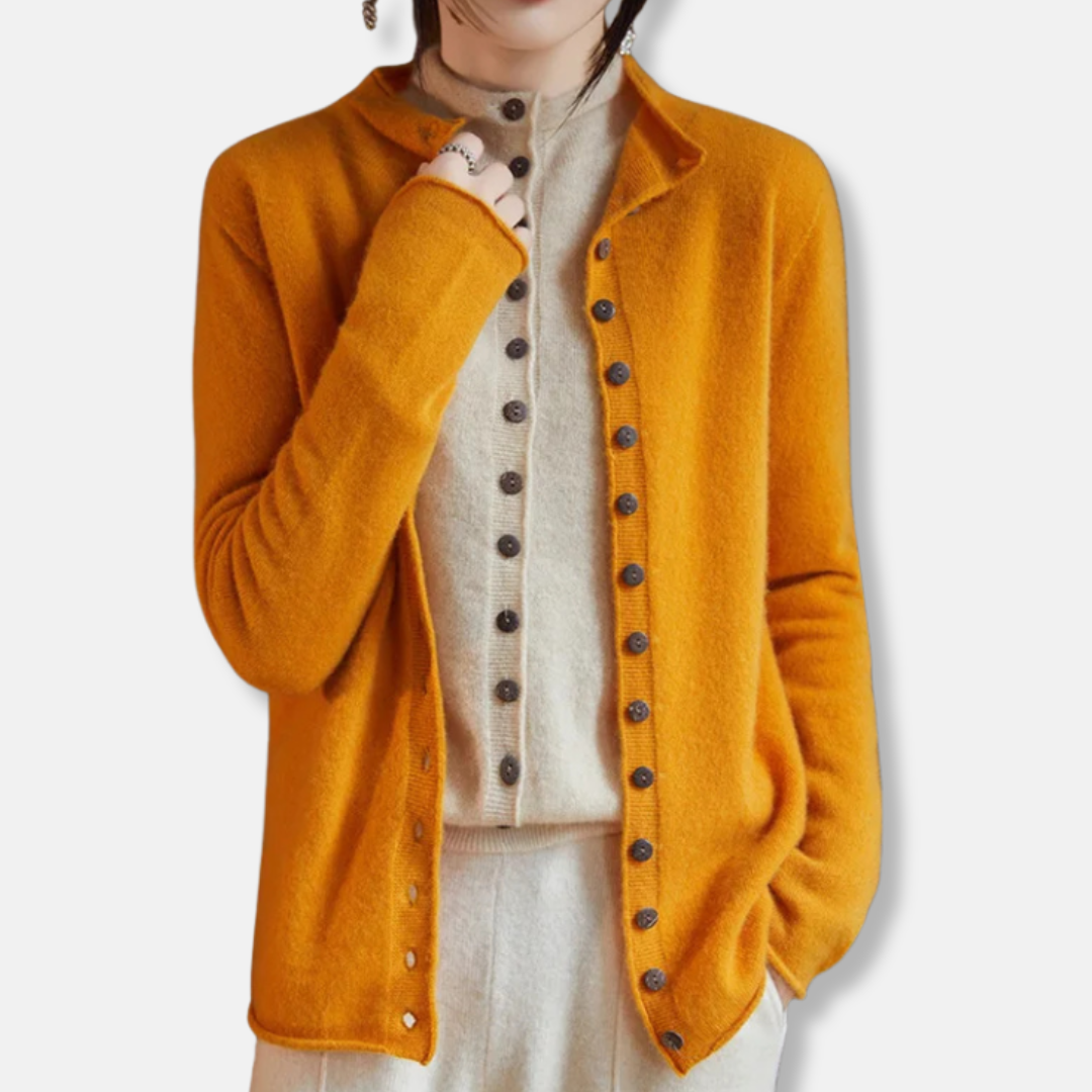 Women's Cardigan– Relaxed tailored fit – Wool – Button closure – Spread collar