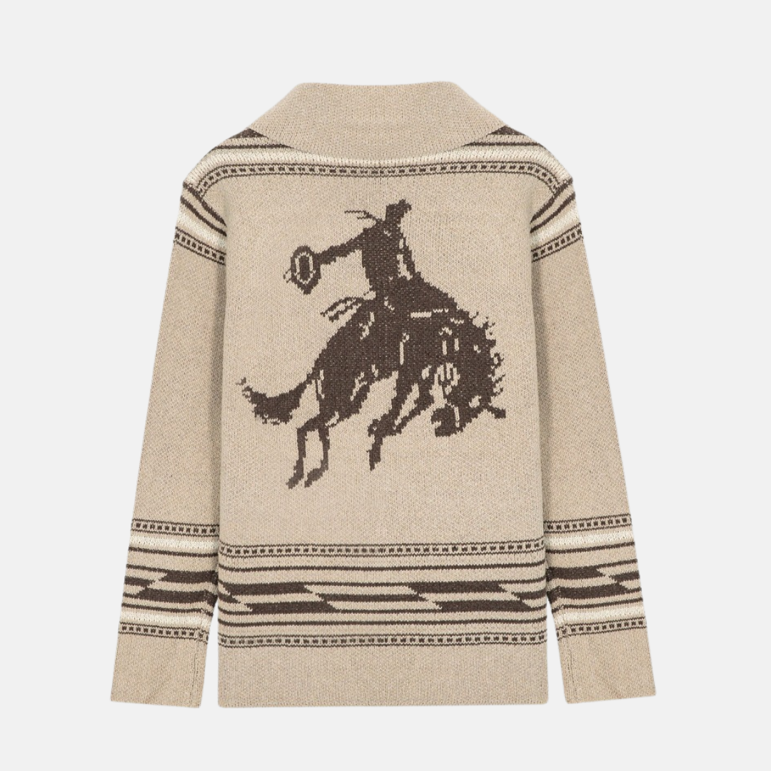 Men's Jacket – Shawl Collar – Western Skull Print – Patch Pockets